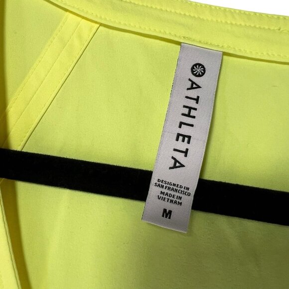 Athleta Boulevard V Neck Tee Neon Yellow MED Shirt NWT Stretchy Featherweight - Picture 7 of 8